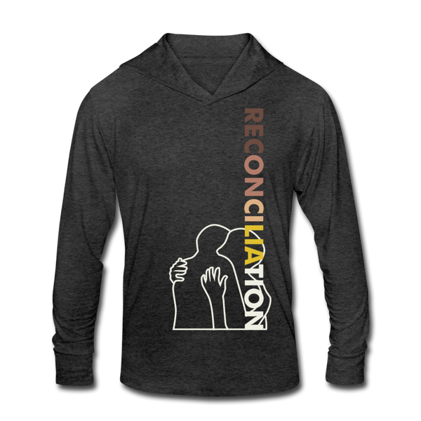 "Reconciliation" Unisex Tri-Blend Hoodie Shirt - Dark - heather black
